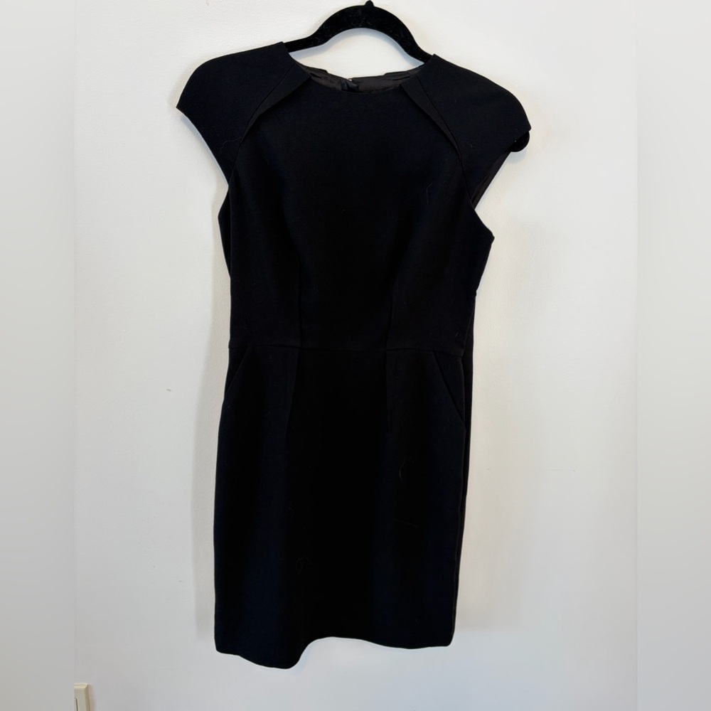 Ted Baker Black Cap-Sleeve Midi Sheath Dress